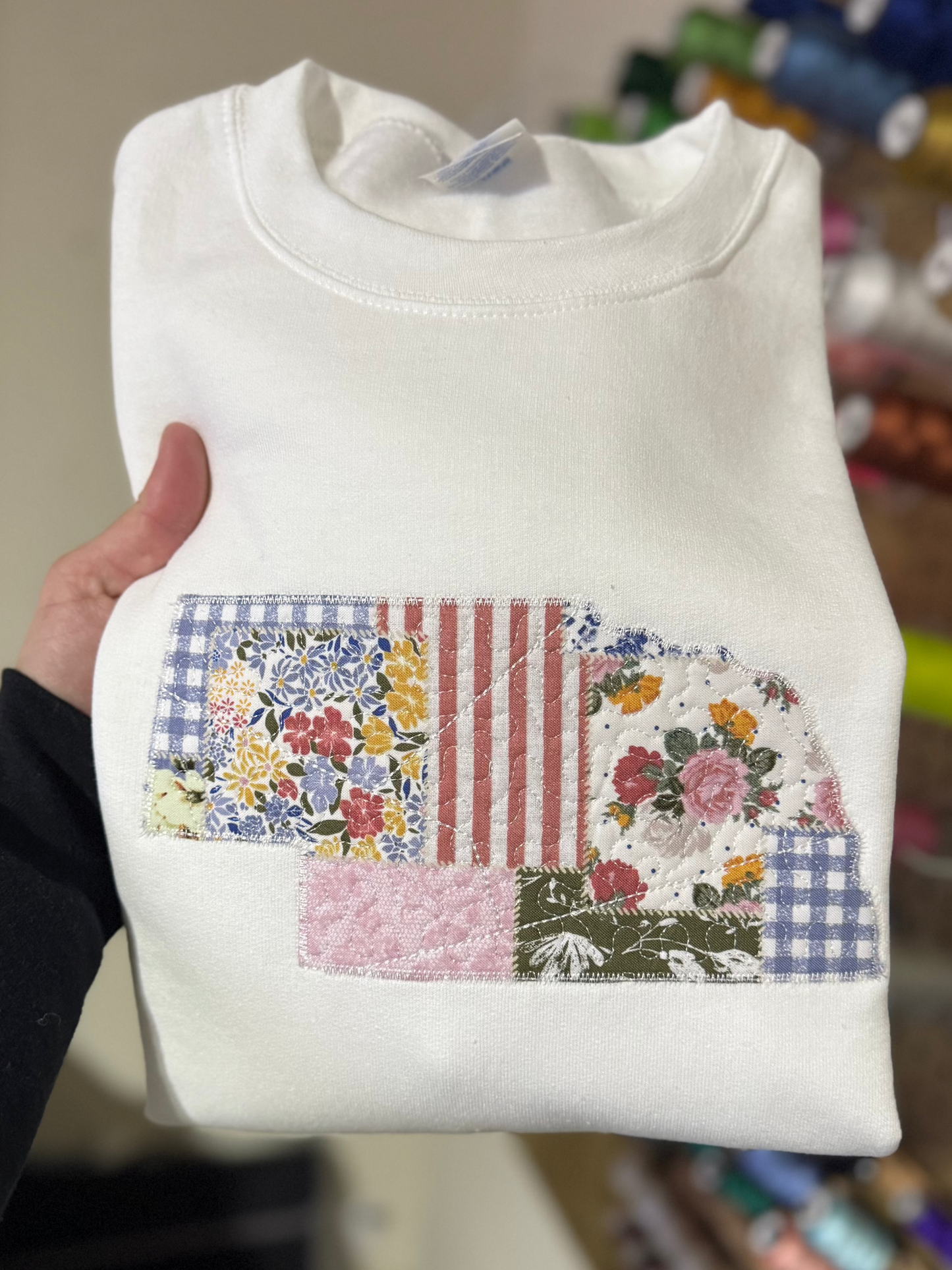 QUILTED PATCHWORK STATE Tee- Embroidered- Choose State