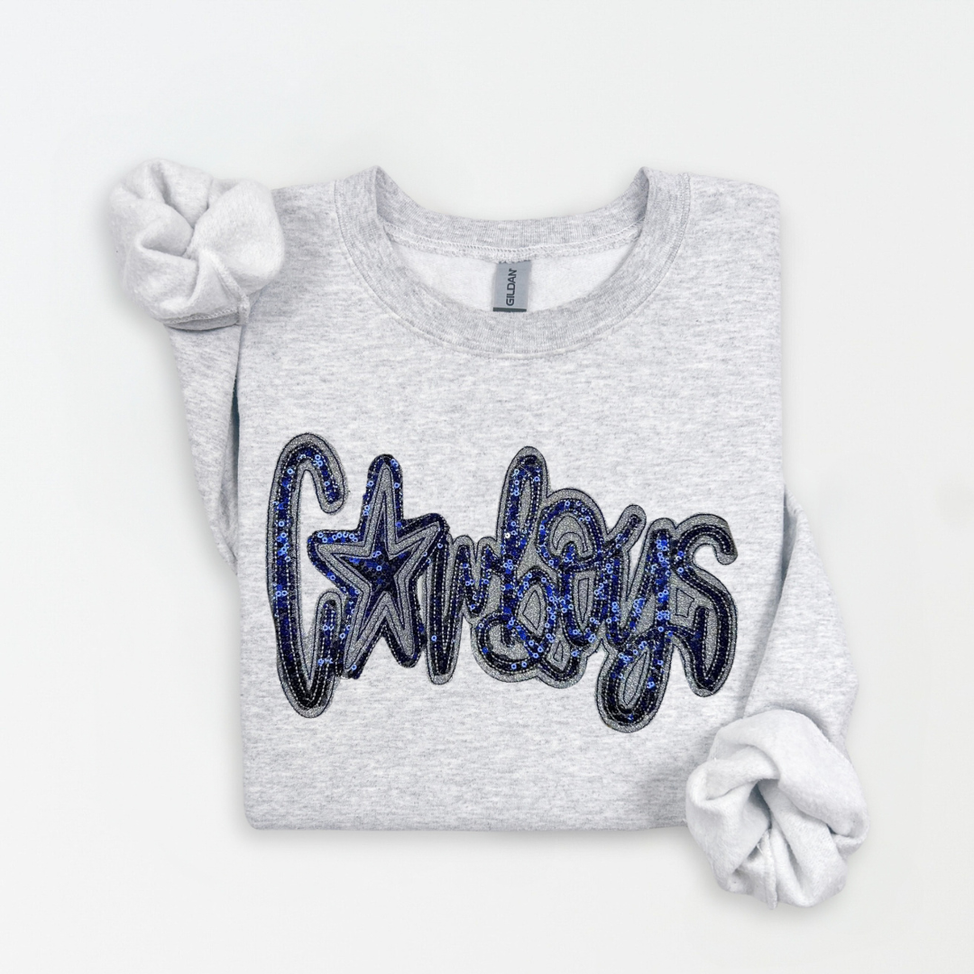 THE GOAT-Cowboys Sweatshirt- Sparkly Applique