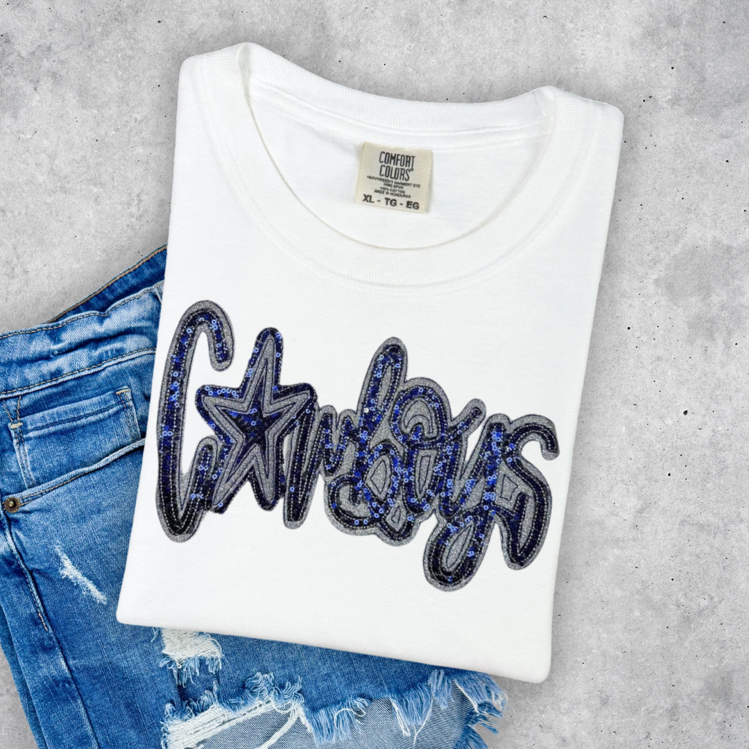 THE GOAT Tee-Cowboys- Sparkly Applique