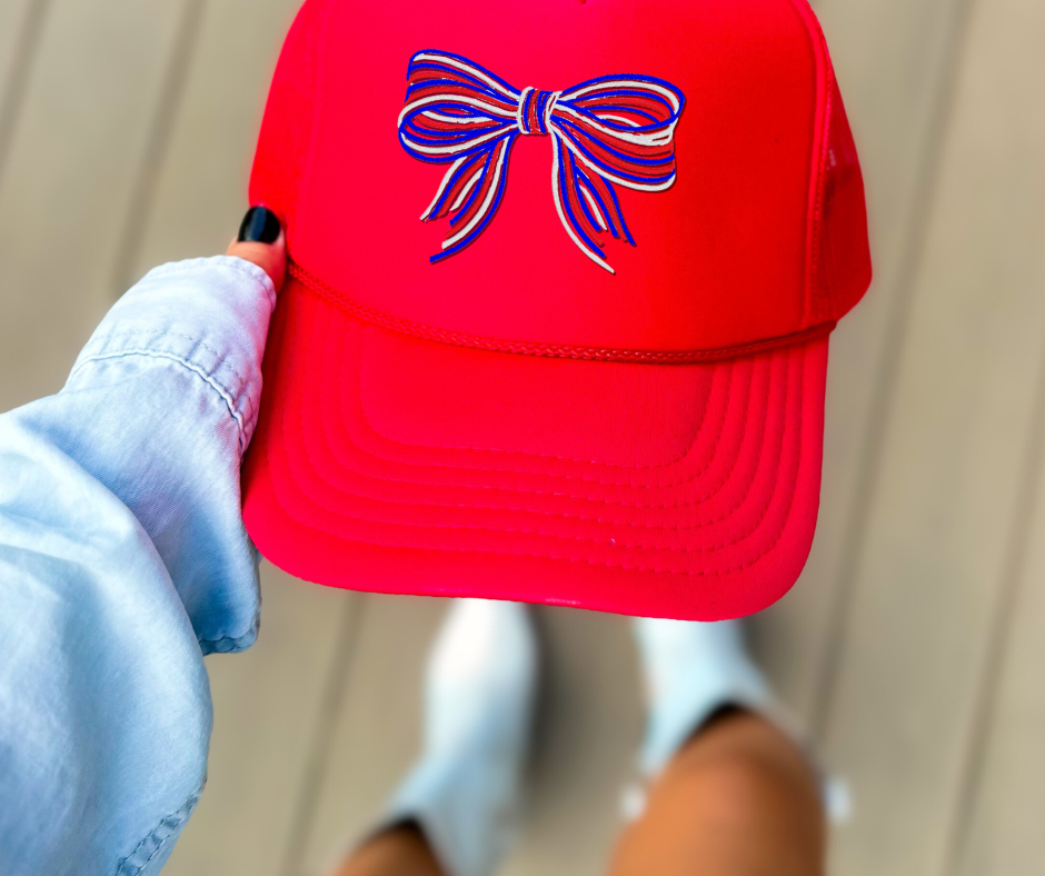 SUMMER BIG BOW ENERGY - Embroidered Bow Hat - 4th of July Edition