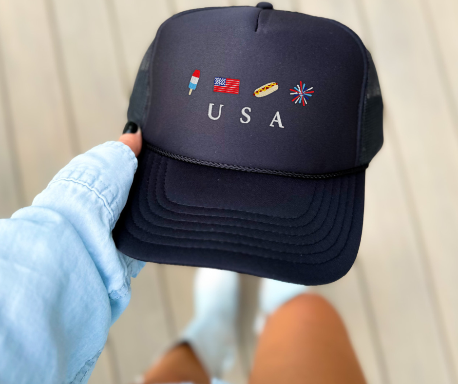 ALL AMERICAN - embroidered icon hat - patriotic 4th of July
