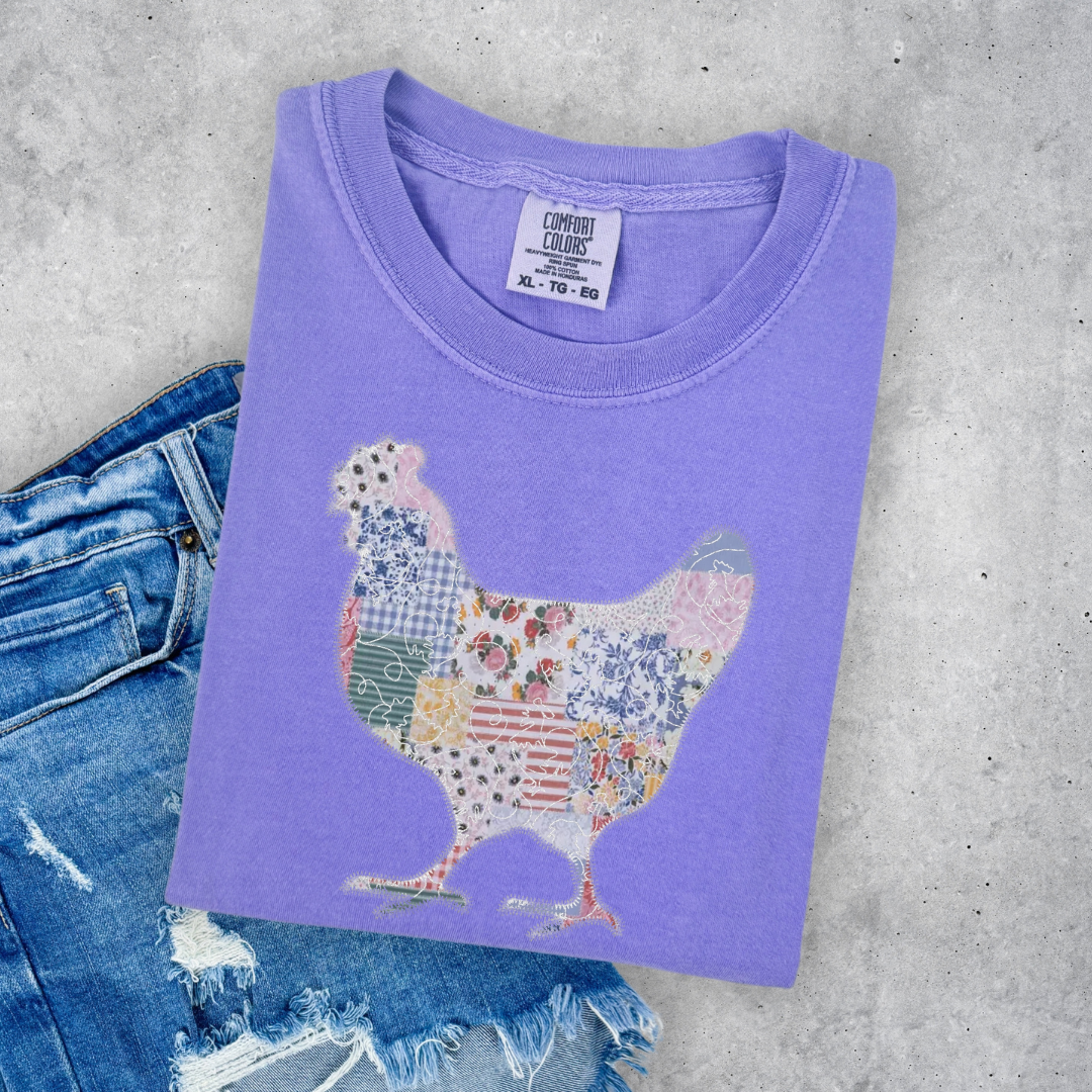 QUILTED CHICKEN Tee - Violet | Comfort Colors | Unisex Fit