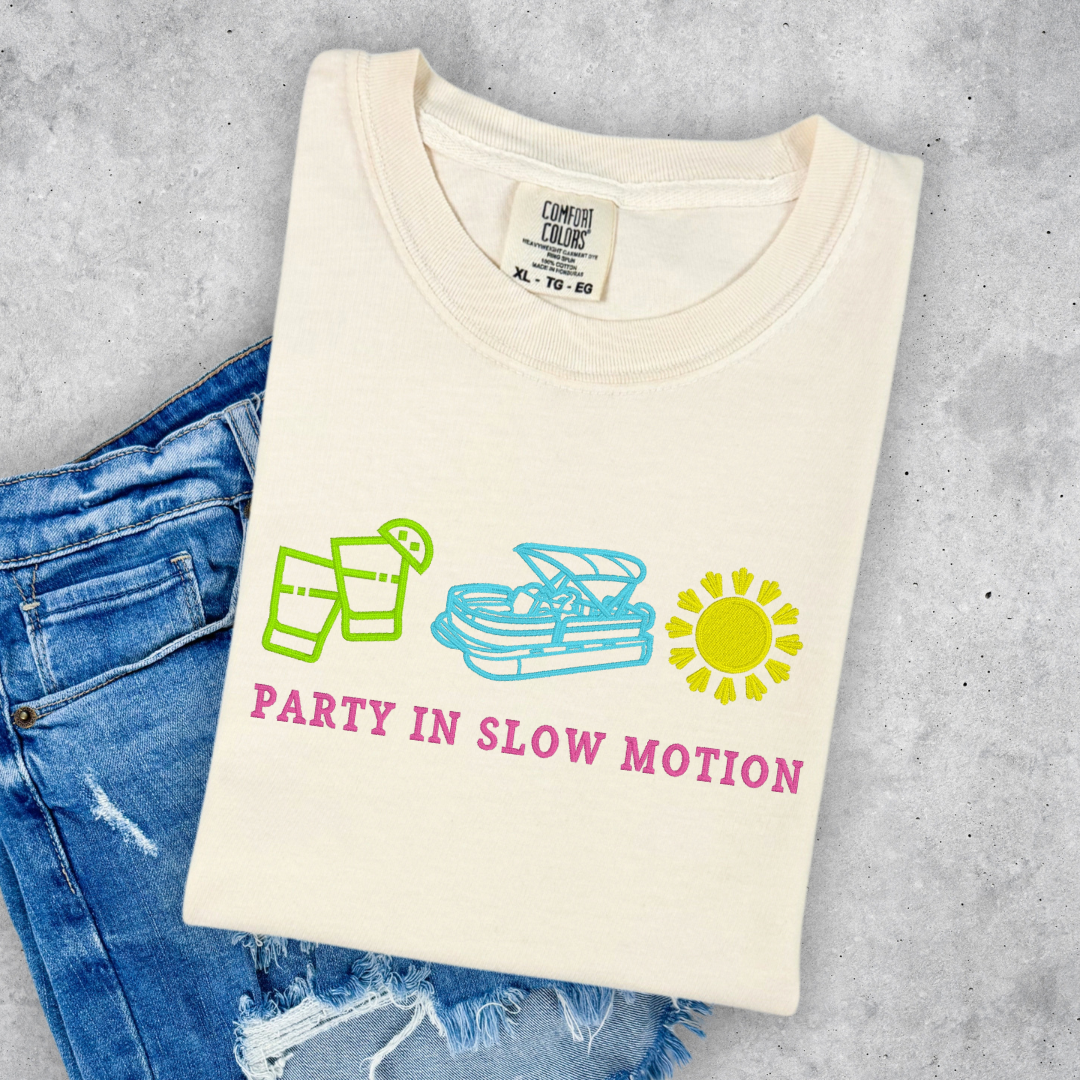 PARTY IN SLOW MOTION Tee - Ivory | Comfort Colors Tee | Unisex Fit