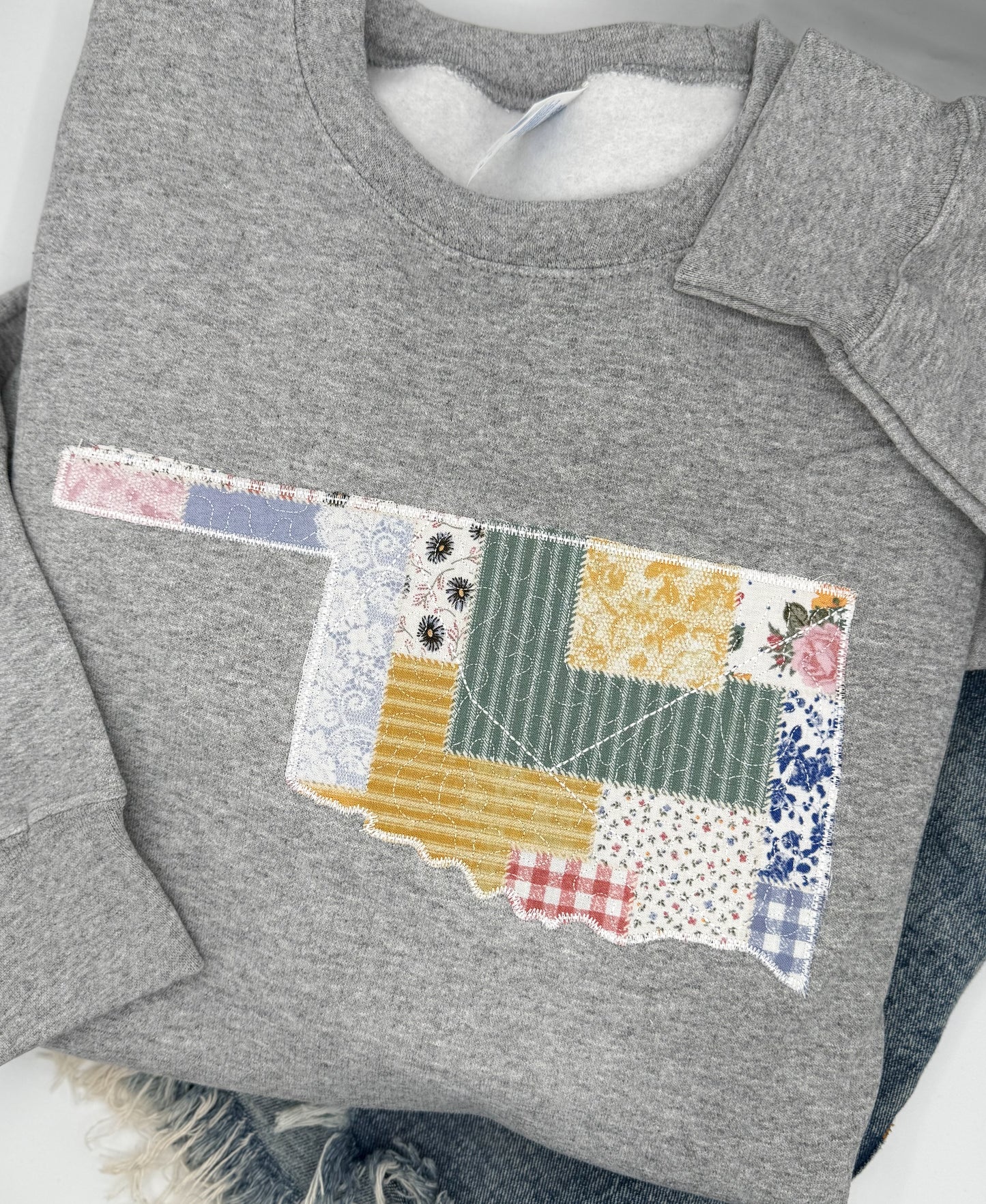 QUILTED PATCHWORK STATE Tee- Embroidered- Choose State