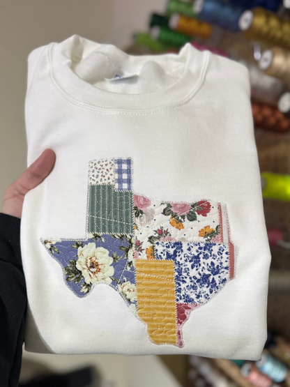 QUILTED PATCHWORK STATE Tee- Embroidered- Choose State