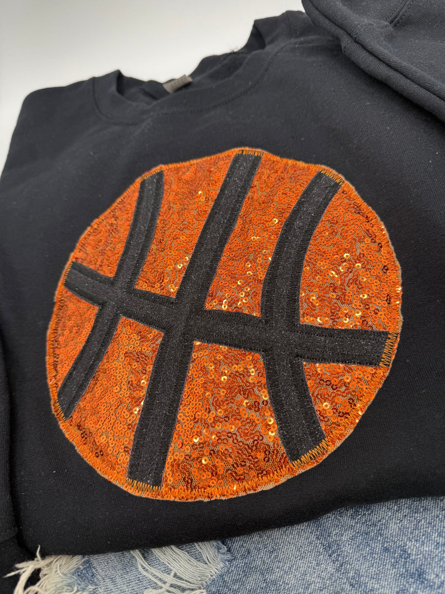 Basketball Embroidered Sequin Sweatshirt/Tee